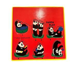 Vintage Panda Play Puzzle Kids Toddlers Model D630 Red